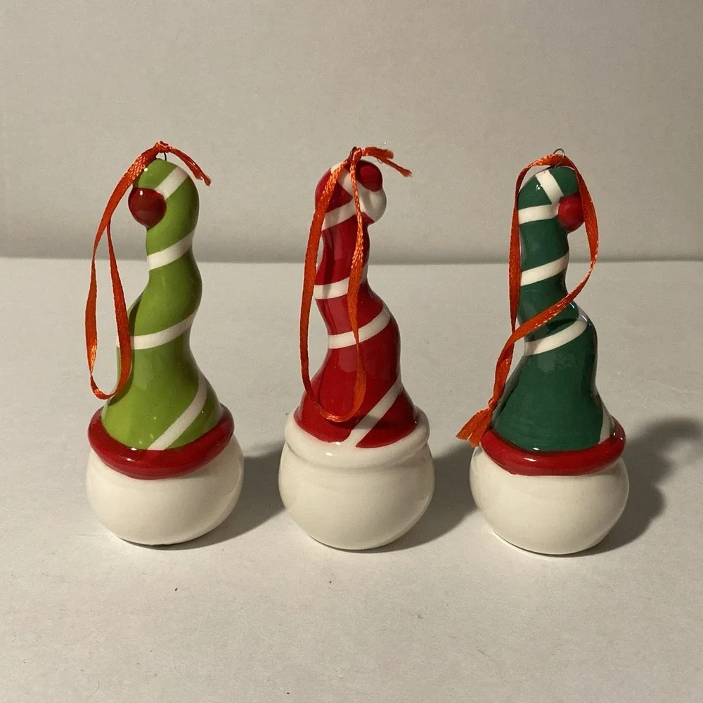 Set of 3 Johanna Parker Christmas  Ceramic Snowmen Ornaments Holiday Snowman